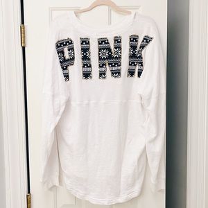 VICTORIA SECRET PINK SNOWFLAKE SEQUIN CREW